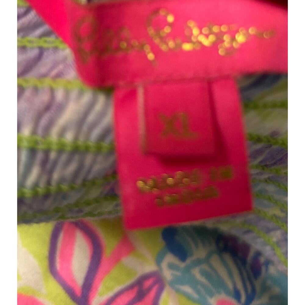 Lilly Pulitzer Womens Size XL Floral Smocked Dress Flutter Sleeve Cotton EUC - Picture 6 of 10